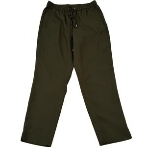 H&M Pants 8 Olive Green Textured Pull On Ankle Cropped Elastic Waist Activewear